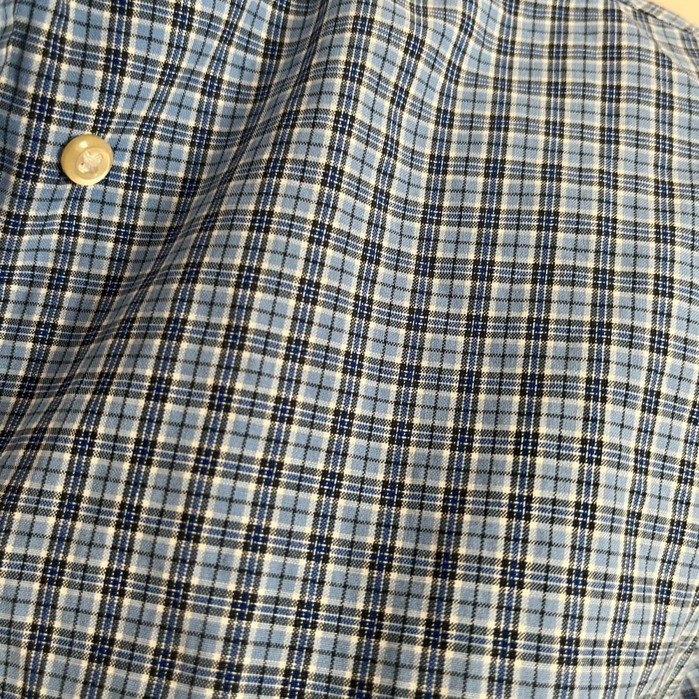 Upcycled Ralph Lauren Blue and White Plaid Button-Up Shirt - Picture 4 of 5